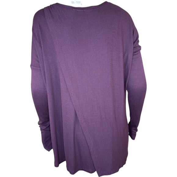 H by Bordeaux Women' Medium Purple Long Sleeve Top Ribbed Knit Stretch Open Back - Picture 7 of 14